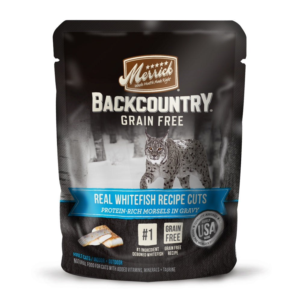 Merrick Backcountry Grain Free Gluten Free Premium High Protein Wet Cat Food, Whitefish Recipe Cuts With Gravy
