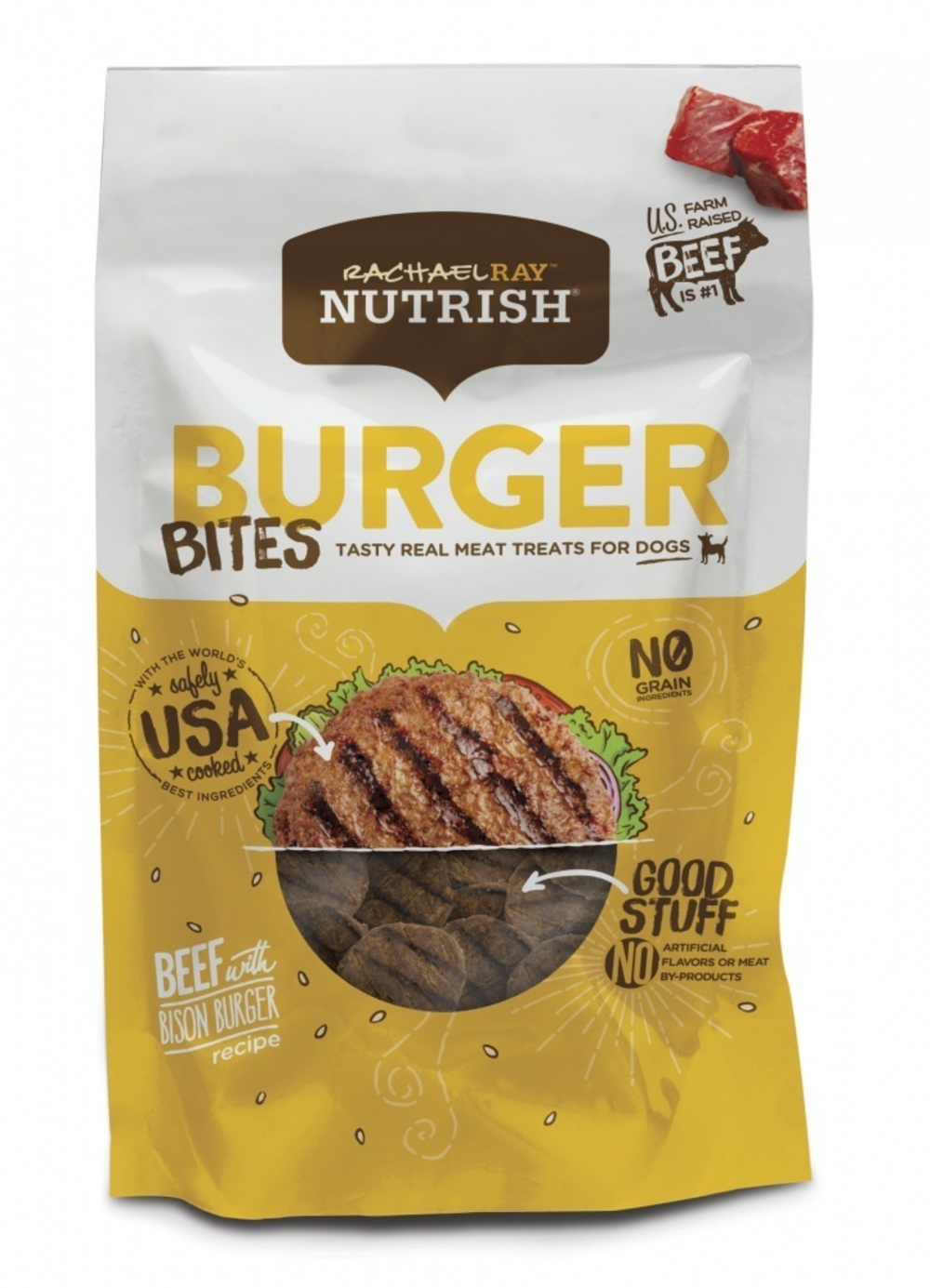 Rachael Ray Nutrish Grain Free Burger Bites Beef Burger & Bison Dog Treats